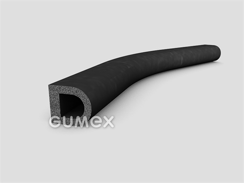 Mikroporézny profil tvaru "D" s dutinkou, 16x18/R8mm, 2-prúd, hustota 500kg/m3, EPDM, -30°C/+80°C, čierny